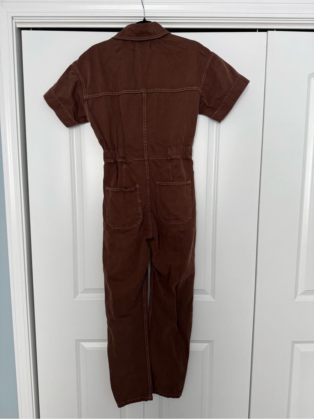 Free People Brown Denim Short-Sleeve Utility Jumpsuit - Picture 4 of 7